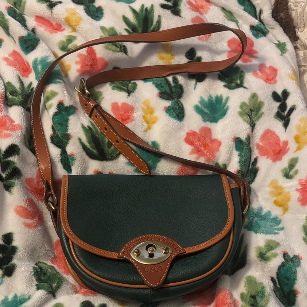 Dooney & Bourke Green and Brown Crossbody Bag vintage